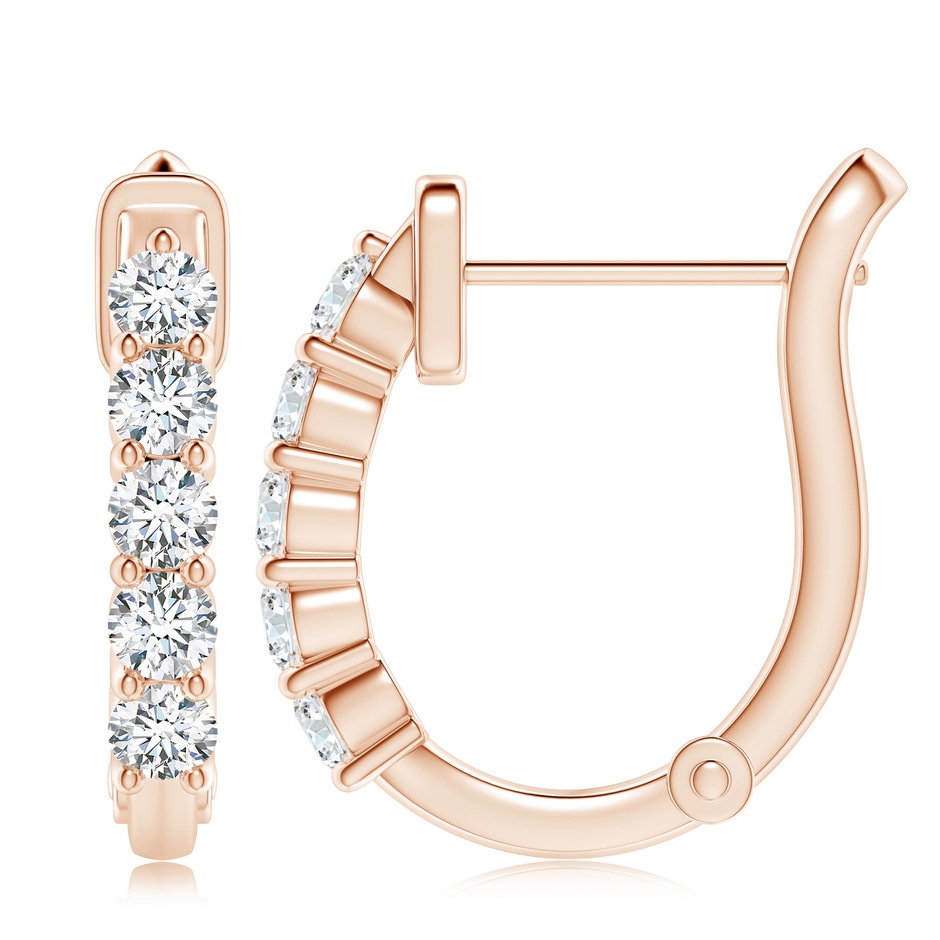 3.8mm GVS2 Classic Diamond Hinged Hoop Earrings in Rose Gold side 199