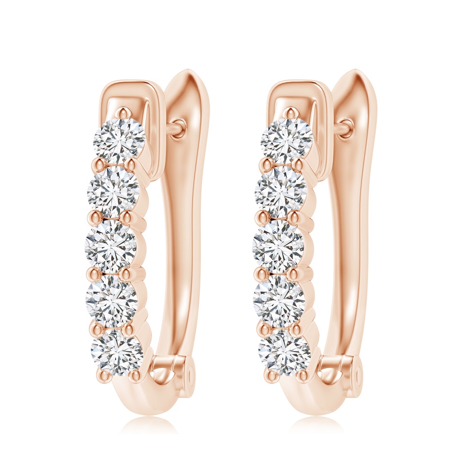 3.8mm HSI2 Classic Diamond Hinged Hoop Earrings in 18K Rose Gold 