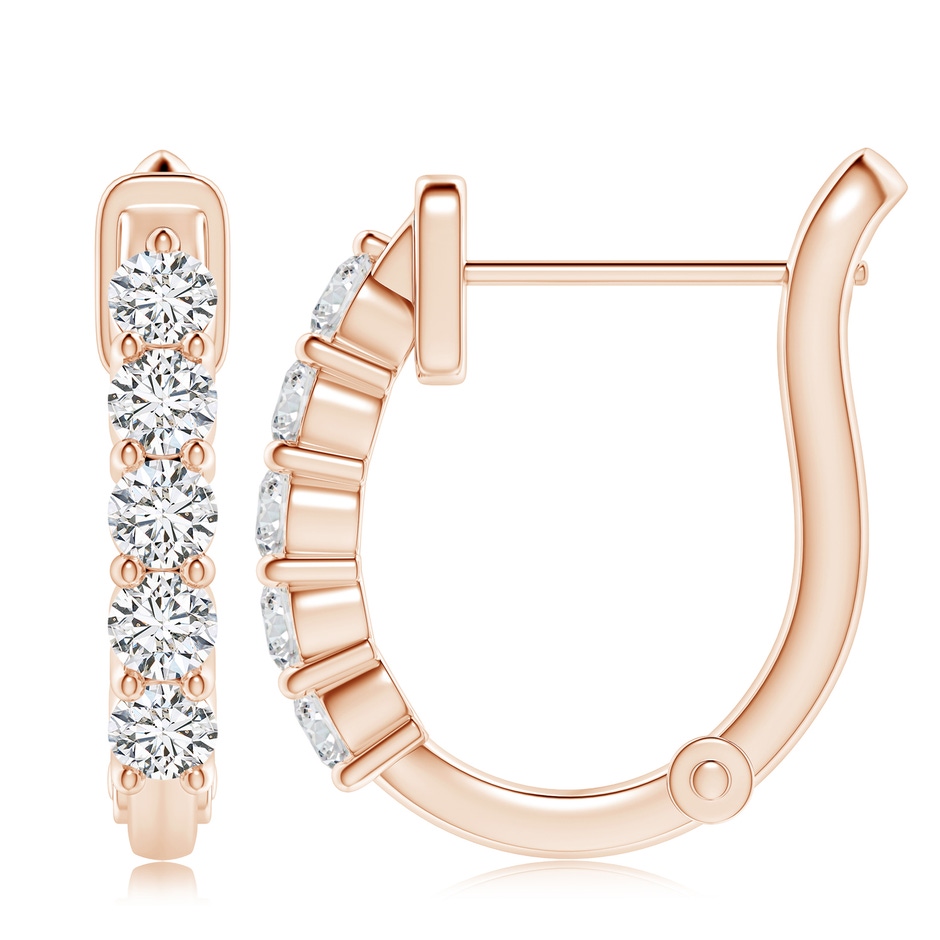 3.8mm HSI2 Classic Diamond Hinged Hoop Earrings in 18K Rose Gold side 199