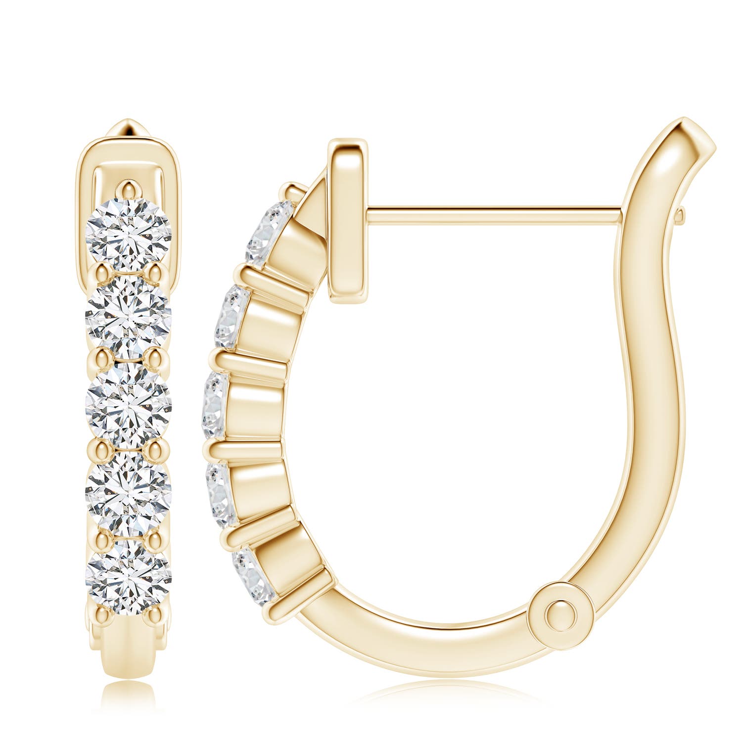 3.8mm HSI2 Classic Diamond Hinged Hoop Earrings in 18K Yellow Gold