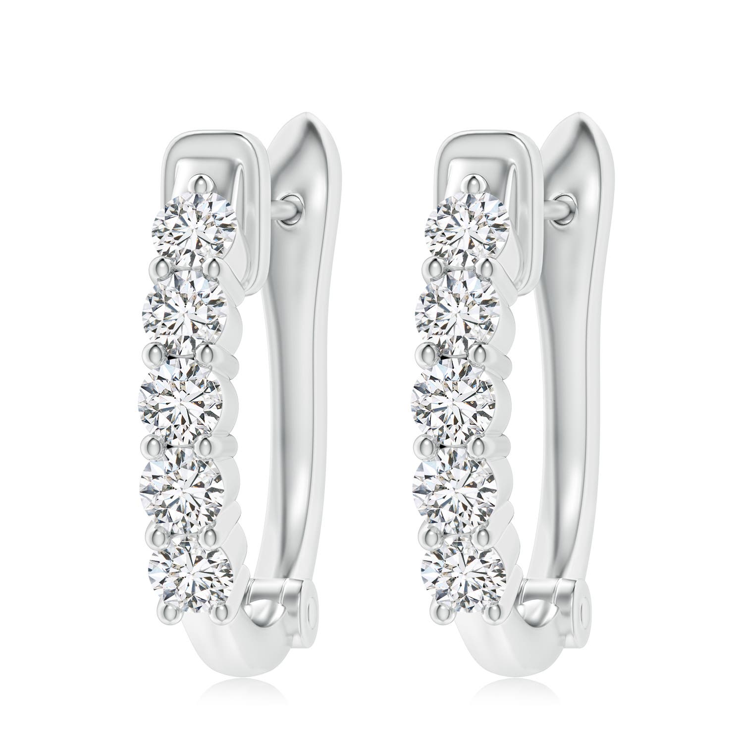 3.8mm HSI2 Classic Diamond Hinged Hoop Earrings in White Gold