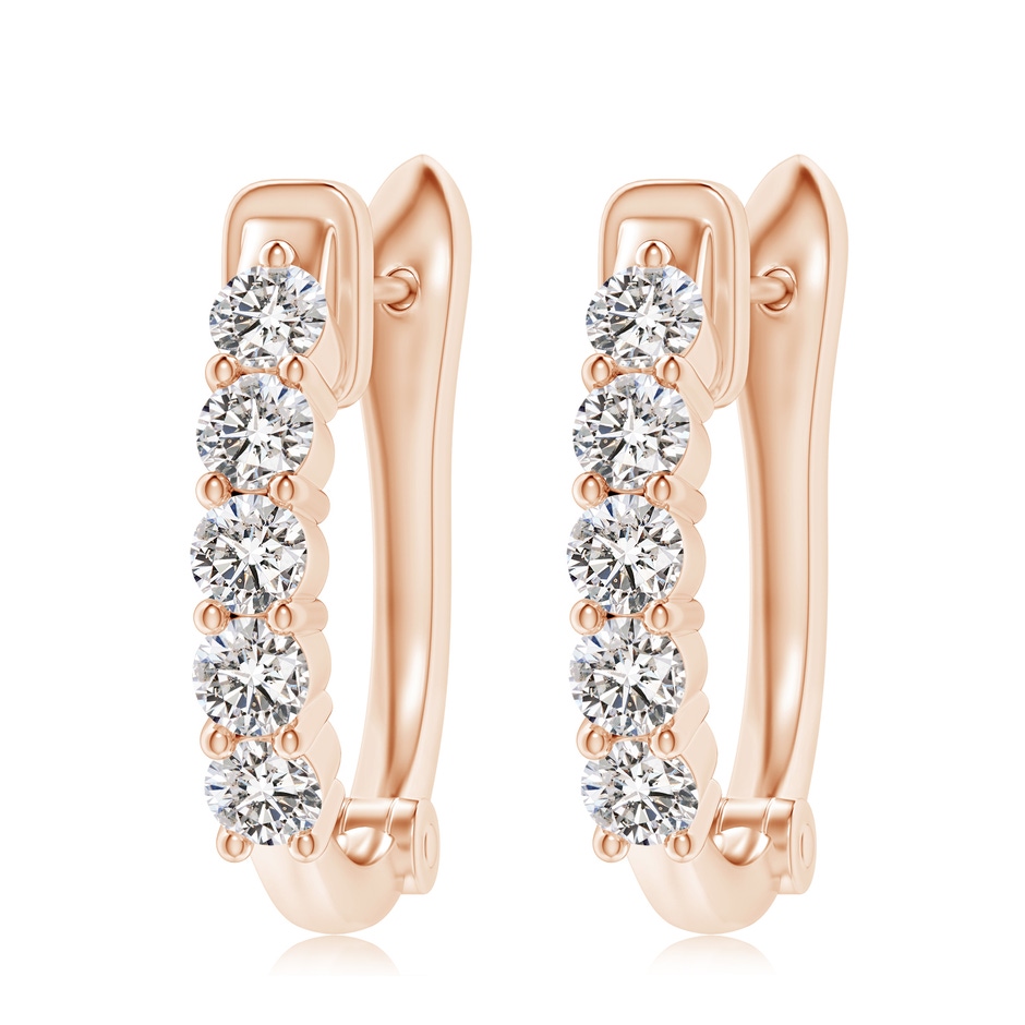 3.8mm IJI1I2 Classic Diamond Hinged Hoop Earrings in Rose Gold 