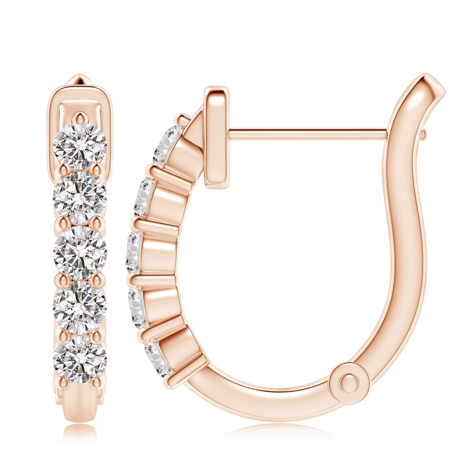 3.8mm IJI1I2 Classic Diamond Hinged Hoop Earrings in Rose Gold side 199