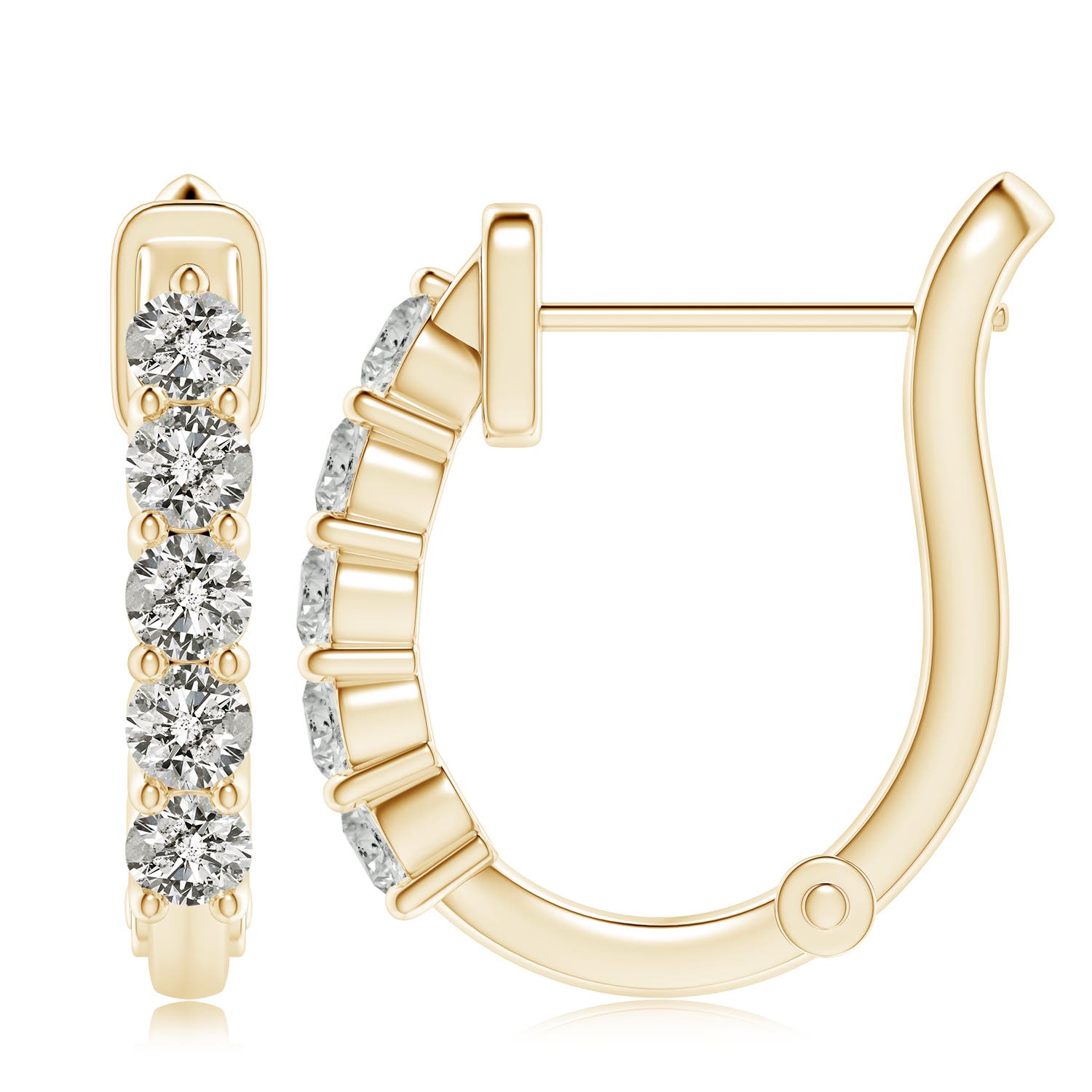 3.8mm KI3 Classic Diamond Hinged Hoop Earrings in Yellow Gold