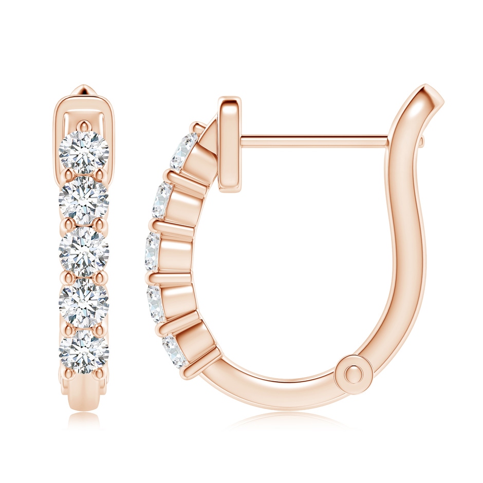 3mm GVS2 Classic Diamond Hinged Hoop Earrings in 18K Rose Gold side 199