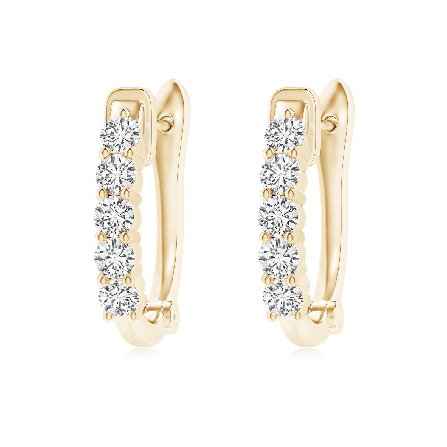 3mm HSI2 Classic Diamond Hinged Hoop Earrings in 18K Yellow Gold
