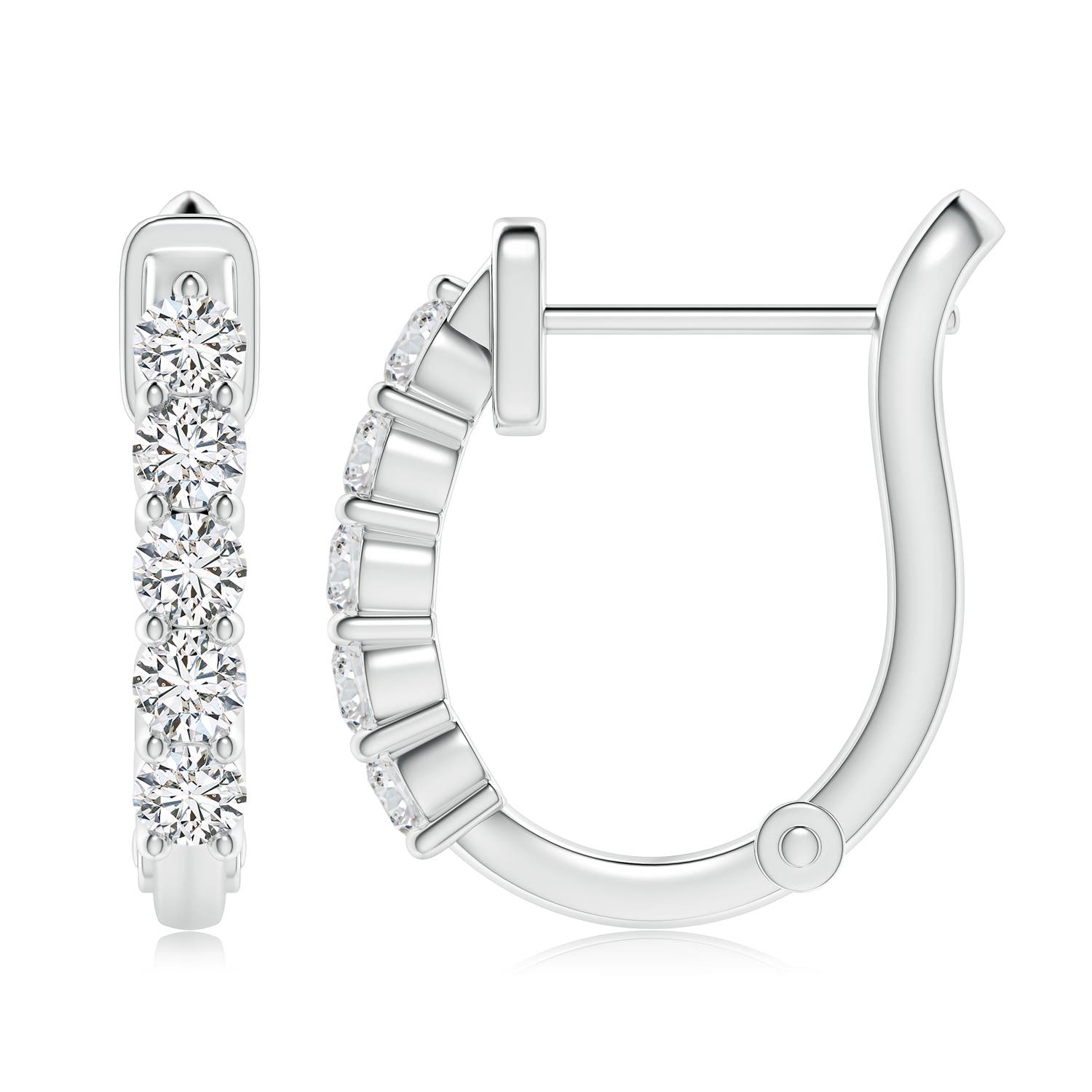 3mm HSI2 Classic Diamond Hinged Hoop Earrings in White Gold