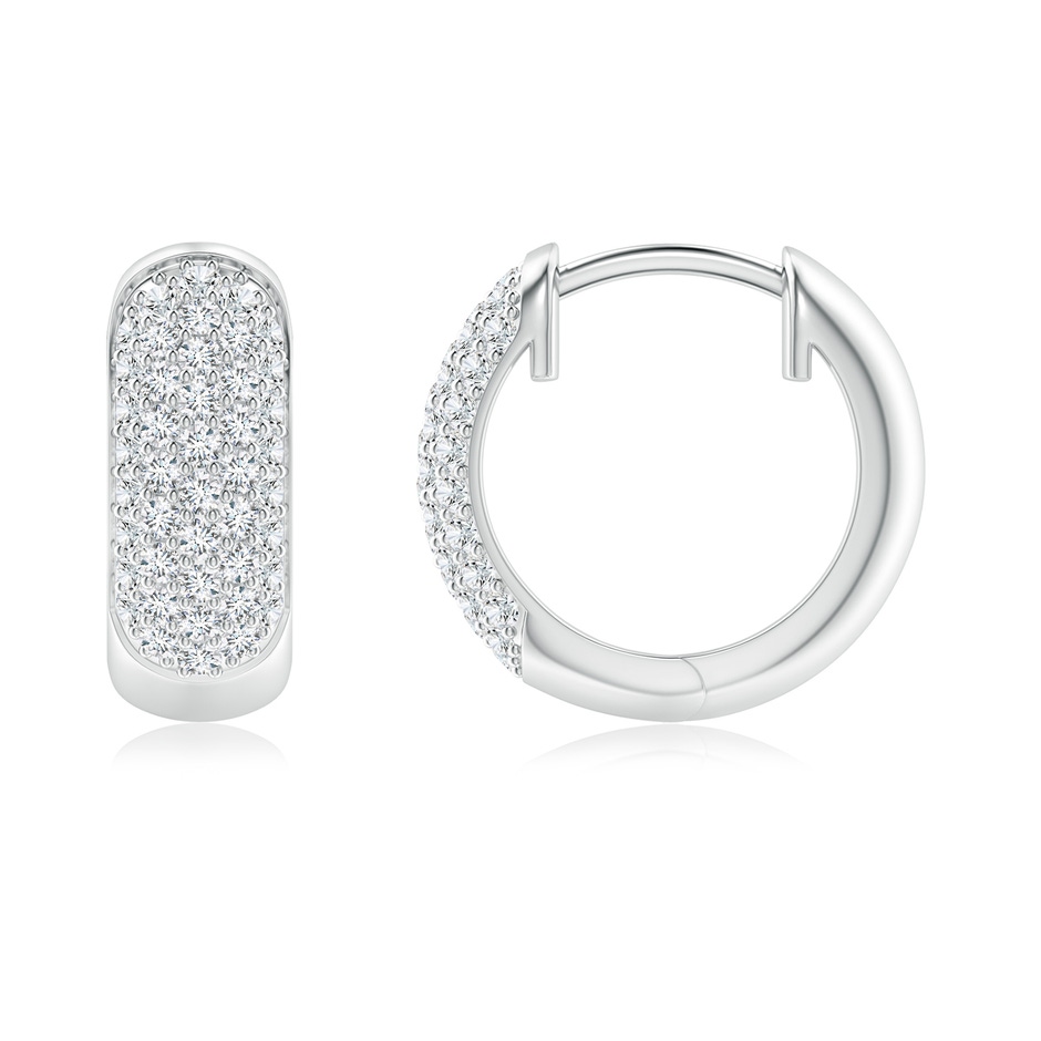 1.1mm GVS2 Pave-Set Diamond Huggie Hoop Earrings in White Gold side-1