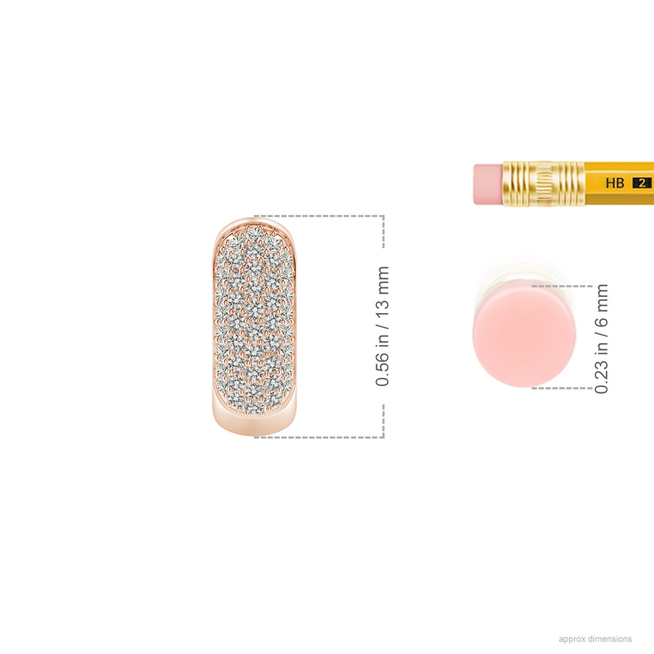 1.1mm KI3 Pave-Set Diamond Huggie Hoop Earrings in Rose Gold ruler