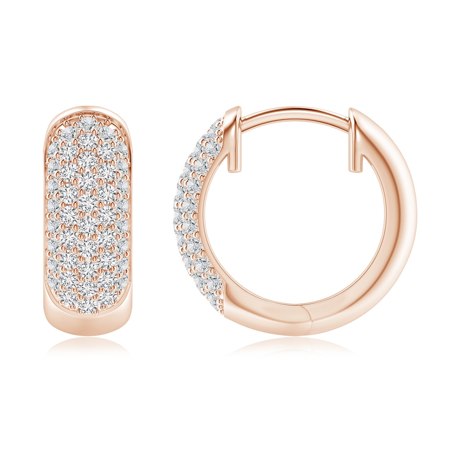 1.2mm HSI2 Pave-Set Diamond Huggie Hoop Earrings in Rose Gold side-1