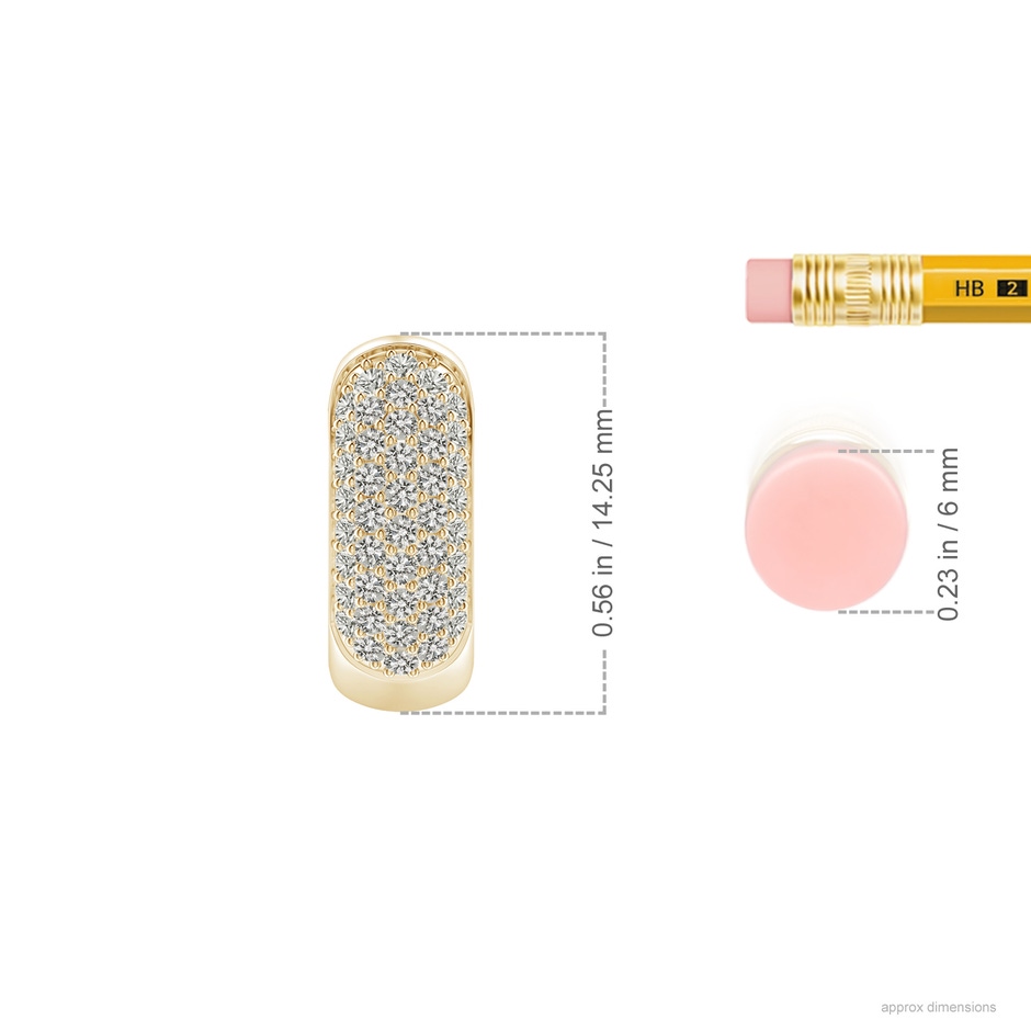 1.2mm KI3 Pave-Set Diamond Huggie Hoop Earrings in Yellow Gold ruler