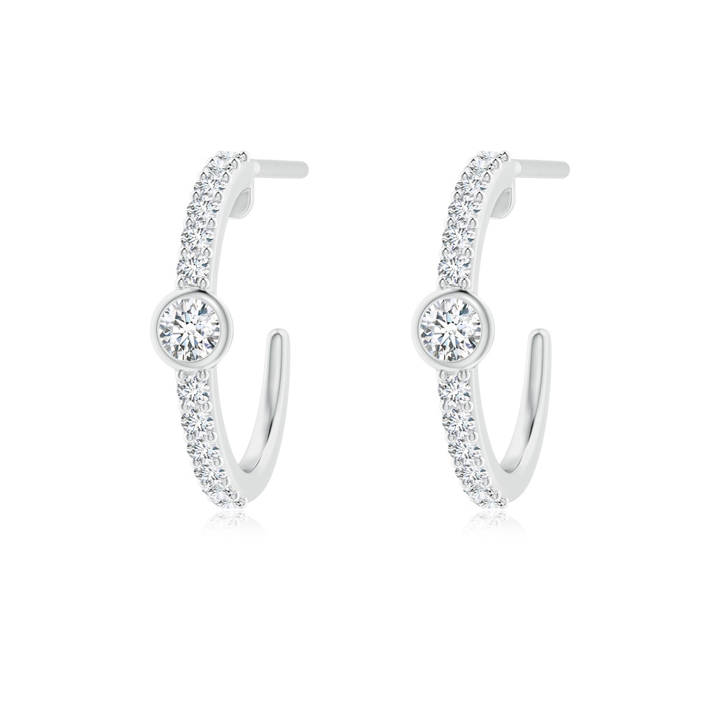 2.5mm GVS2 Bezel-Set Diamond Hoop Earrings with Accents in P950 Platinum