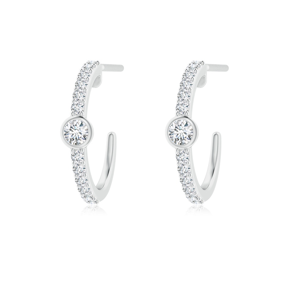 2.5mm GVS2 Bezel-Set Diamond Hoop Earrings with Accents in P950 Platinum 