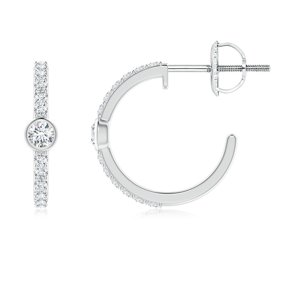 2.5mm GVS2 Bezel-Set Diamond Hoop Earrings with Accents in P950 Platinum side-1