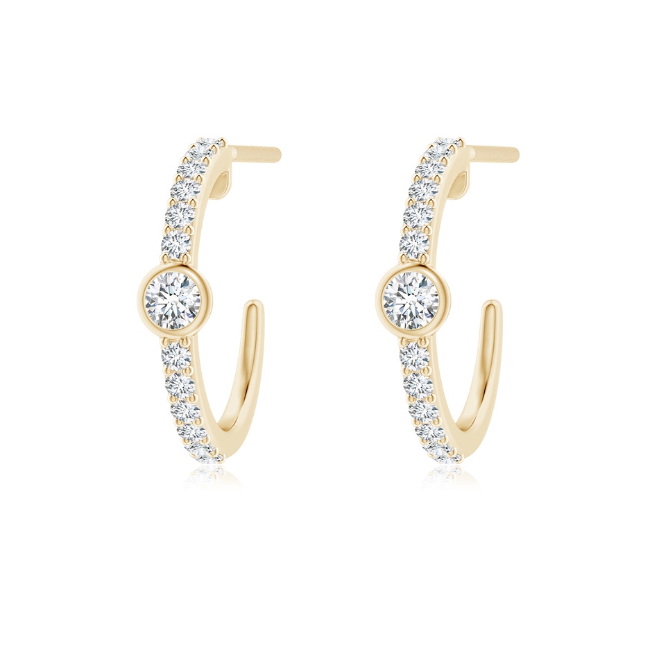 2.5mm GVS2 Bezel-Set Diamond Hoop Earrings with Accents in Yellow Gold 