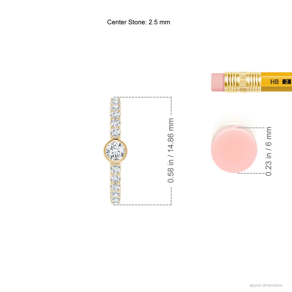 2.5mm GVS2 Bezel-Set Diamond Hoop Earrings with Accents in Yellow Gold ruler