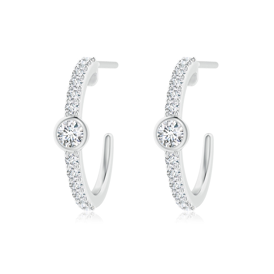 2.8mm GVS2 Bezel-Set Diamond Hoop Earrings with Accents in P950 Platinum 