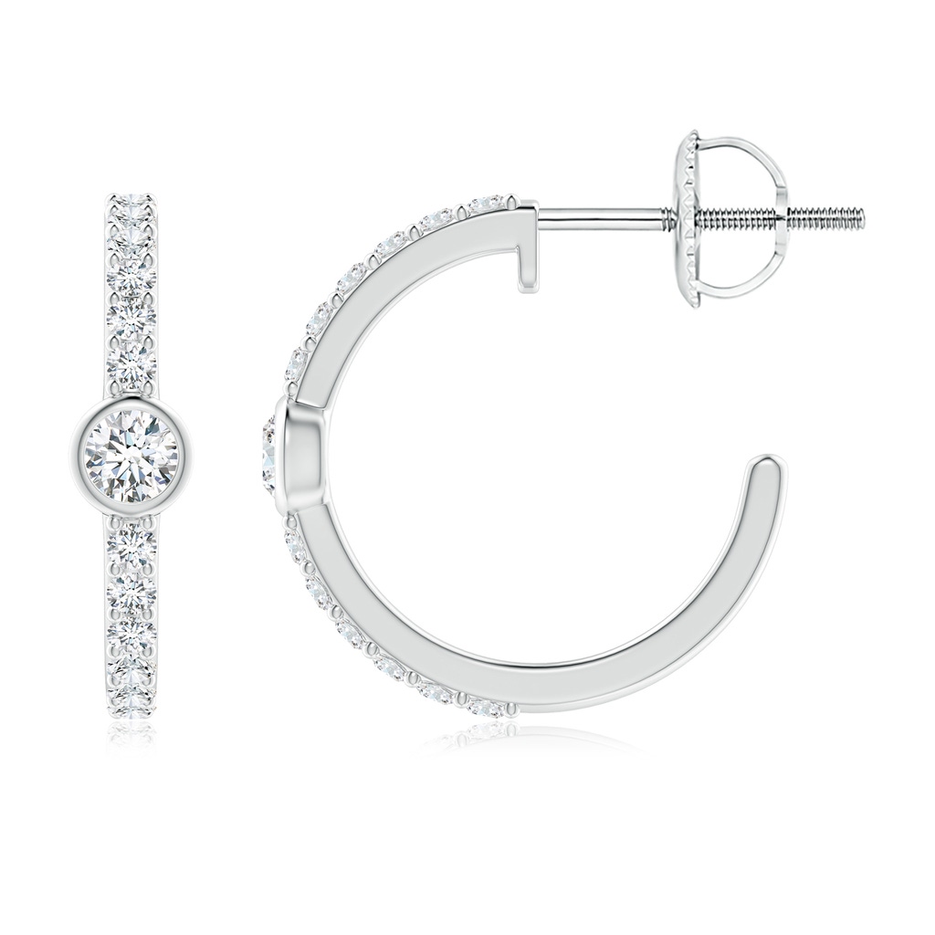 2.8mm GVS2 Bezel-Set Diamond Hoop Earrings with Accents in White Gold - side_1
