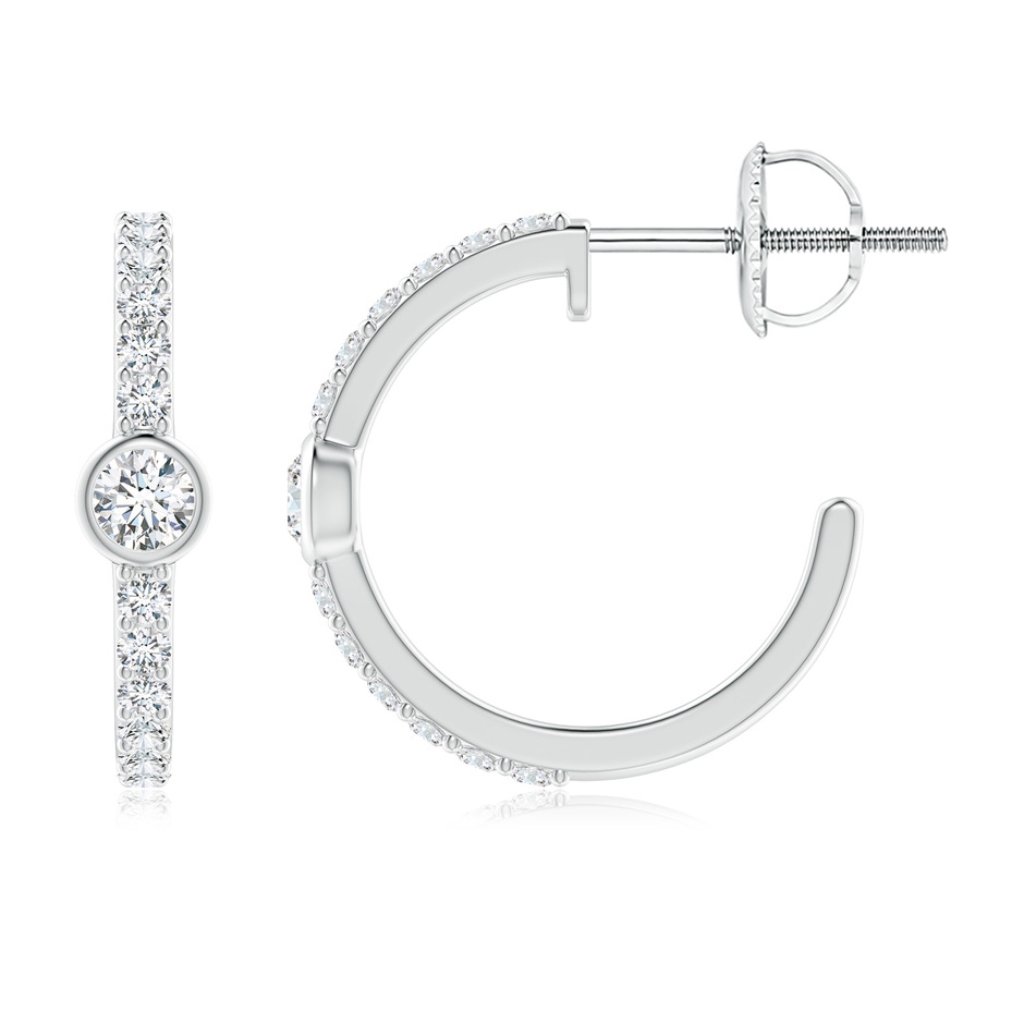 2.8mm GVS2 Bezel-Set Diamond Hoop Earrings with Accents in White Gold side-1