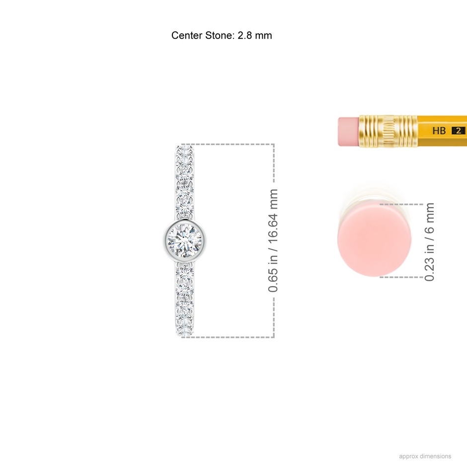 2.8mm GVS2 Bezel-Set Diamond Hoop Earrings with Accents in White Gold ruler