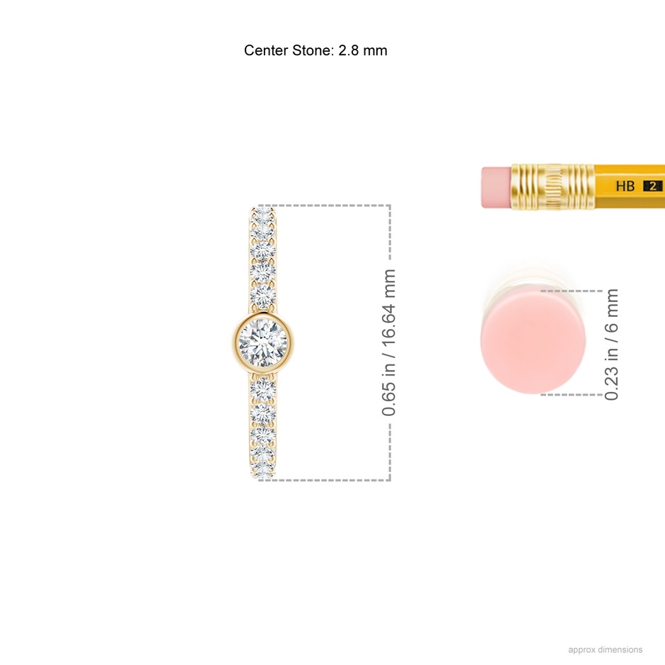 2.8mm GVS2 Bezel-Set Diamond Hoop Earrings with Accents in Yellow Gold ruler