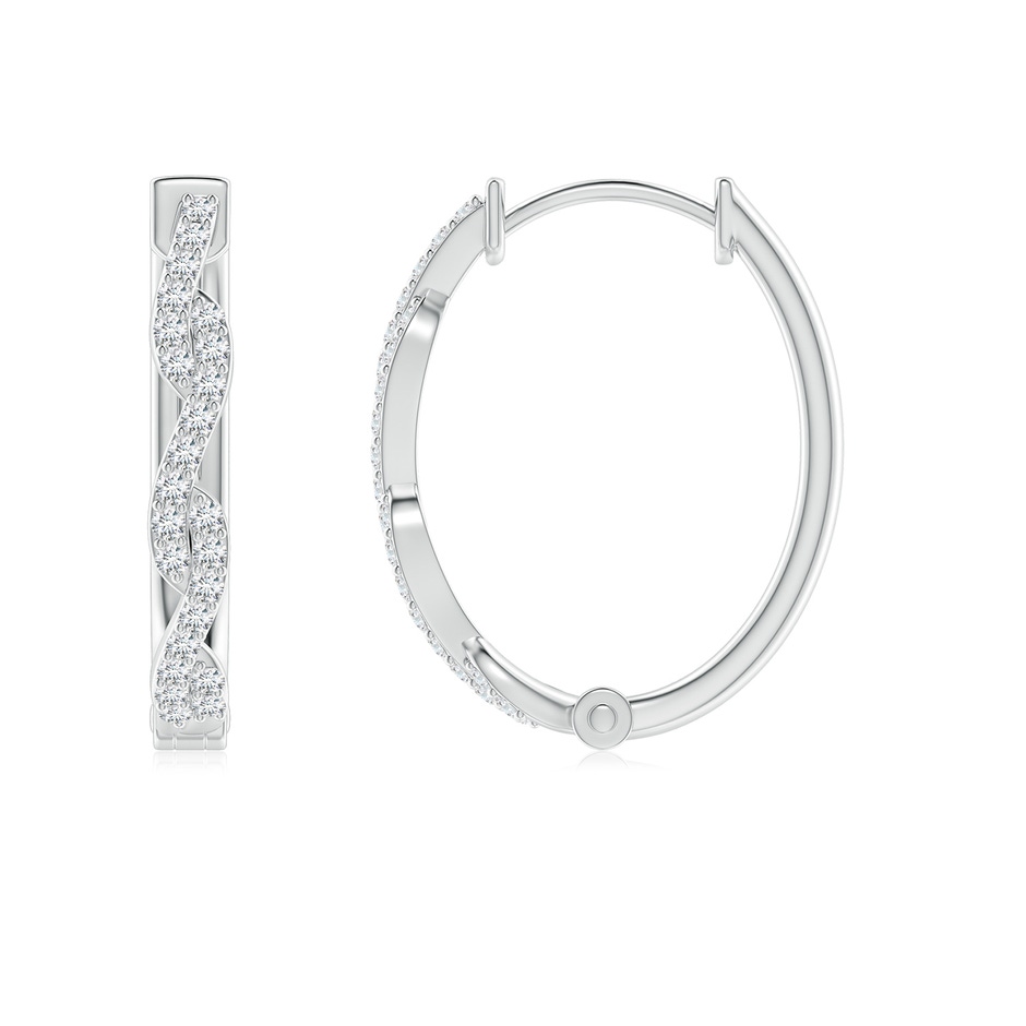 1.15mm GVS2 Prong-Set Diamond Twisted Oval Hoop Earrings in White Gold side-1