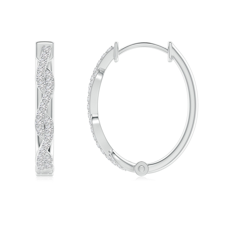 1.15mm HSI2 Prong-Set Diamond Twisted Oval Hoop Earrings in White Gold side-1