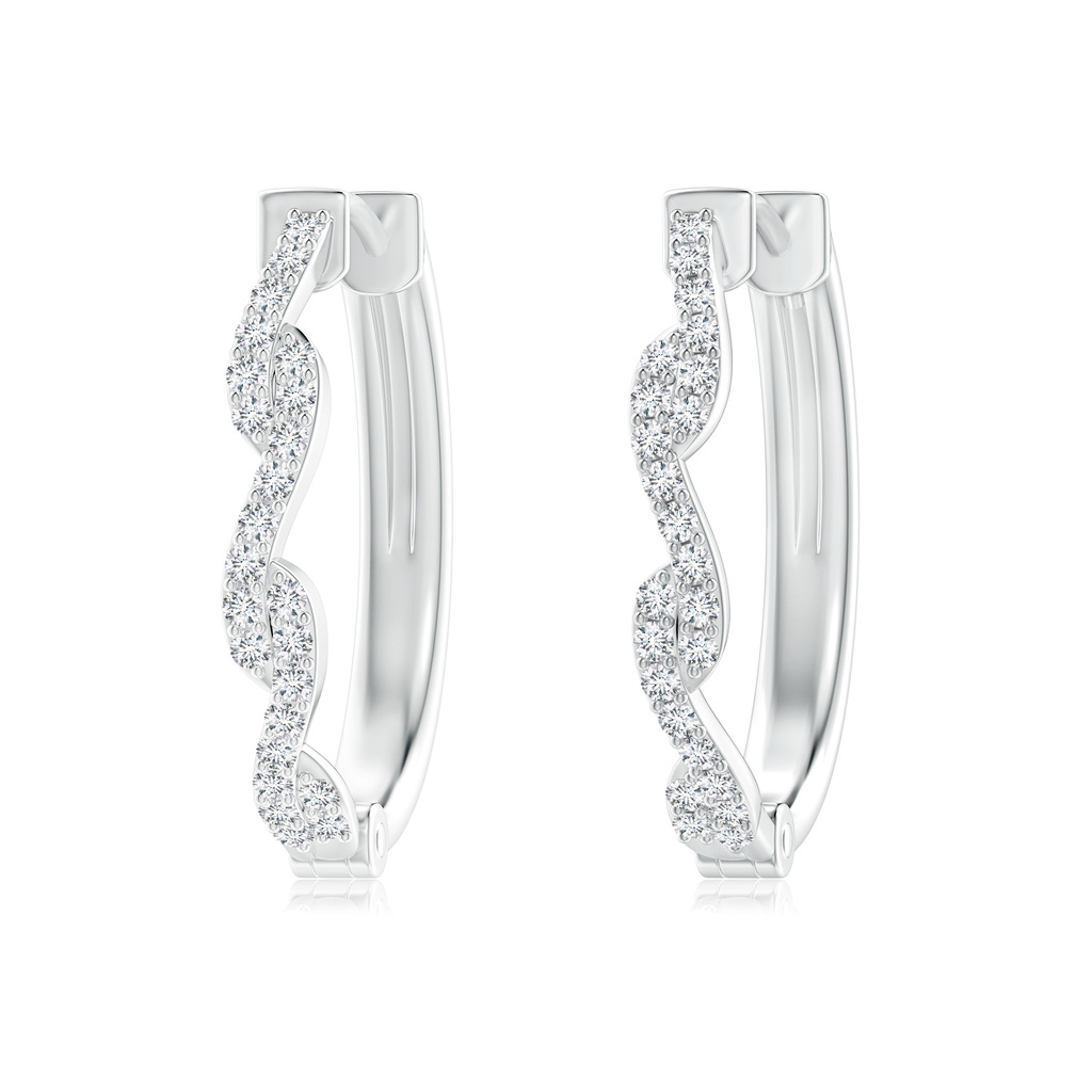 1.3mm GVS2 Prong-Set Diamond Twisted Oval Hoop Earrings in White Gold