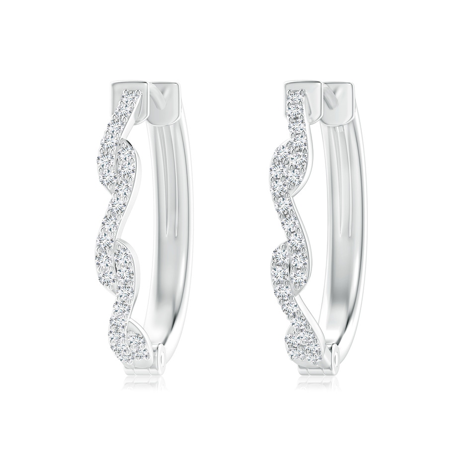 1.3mm GVS2 Prong-Set Diamond Twisted Oval Hoop Earrings in White Gold 