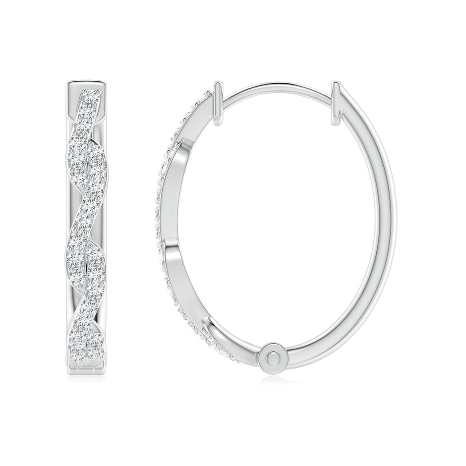 1.3mm GVS2 Prong-Set Diamond Twisted Oval Hoop Earrings in White Gold side-1
