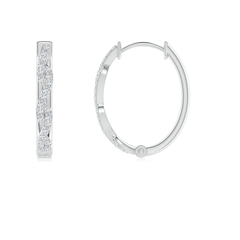 1mm GVS2 Prong-Set Diamond Twisted Oval Hoop Earrings in White Gold side-1