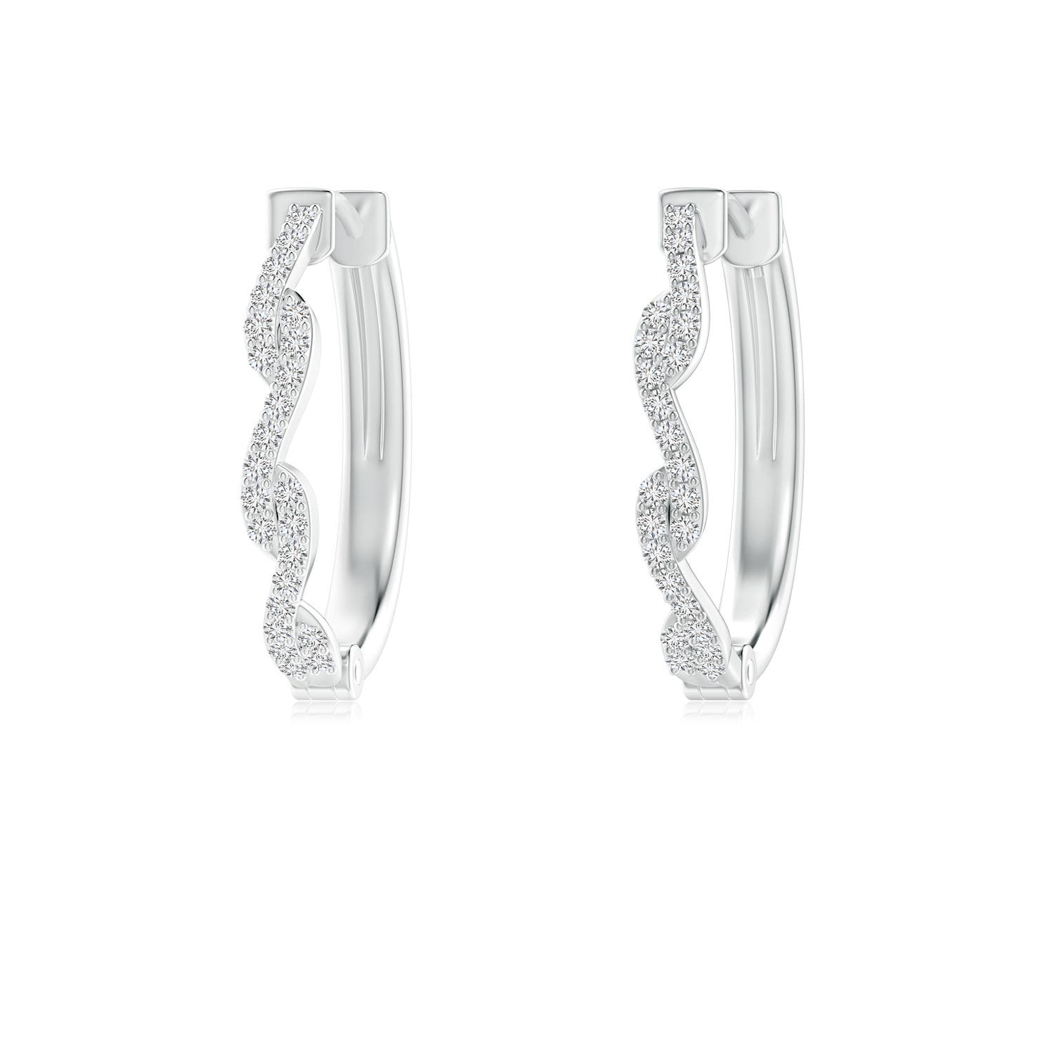 1mm HSI2 Prong-Set Diamond Twisted Oval Hoop Earrings in White Gold