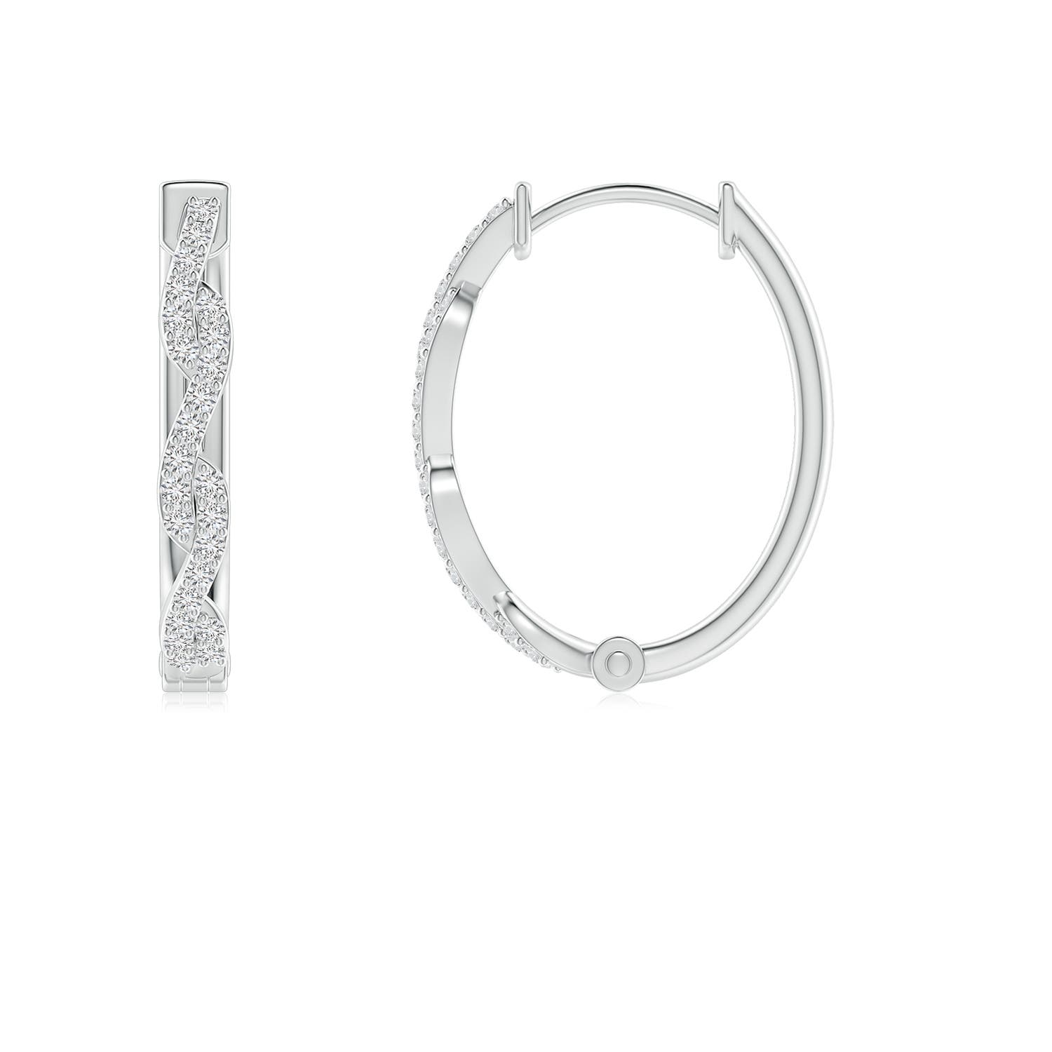 1mm HSI2 Prong-Set Diamond Twisted Oval Hoop Earrings in White Gold