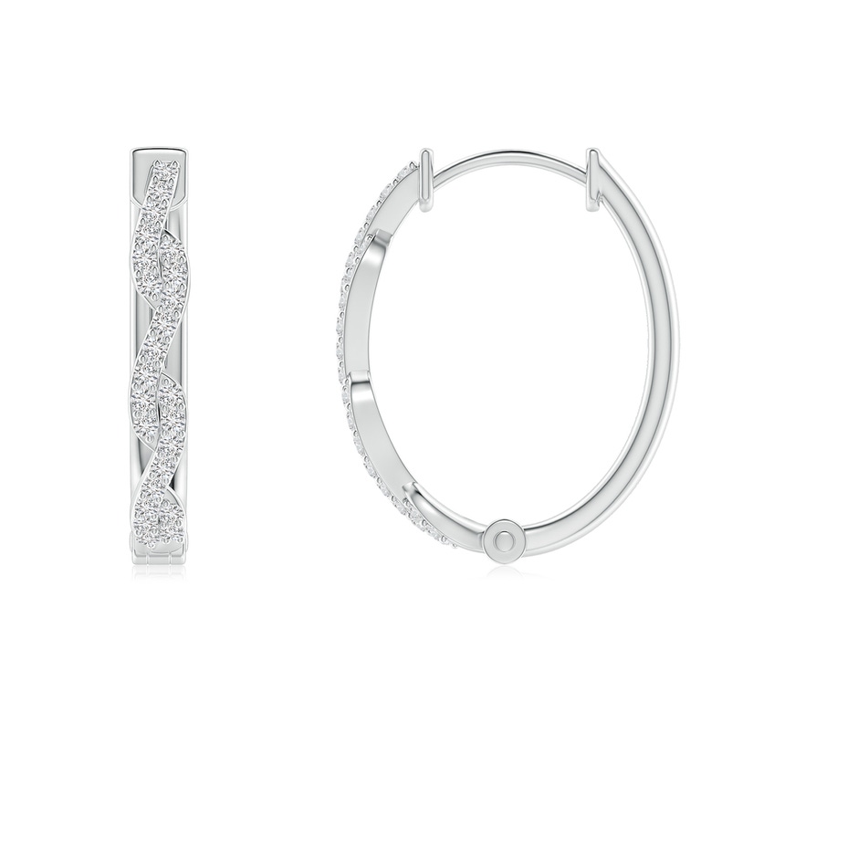1mm HSI2 Prong-Set Diamond Twisted Oval Hoop Earrings in White Gold side-1