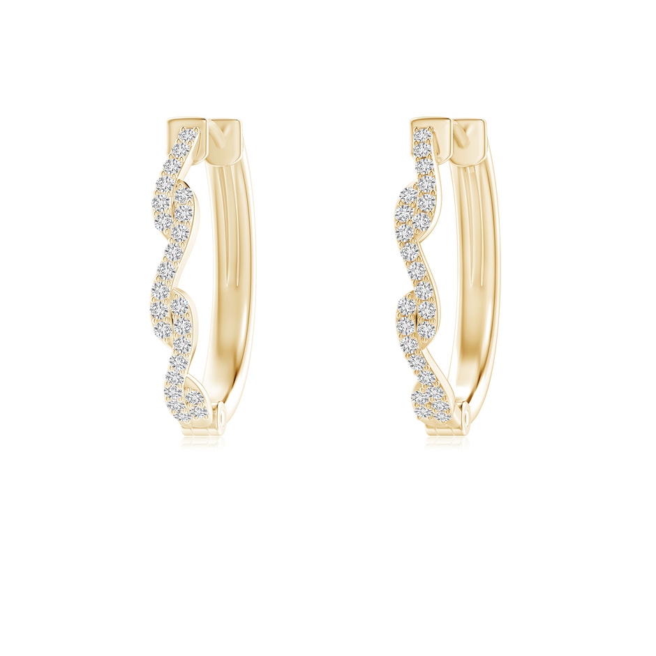 1mm HSI2 Prong-Set Diamond Twisted Oval Hoop Earrings in Yellow Gold 