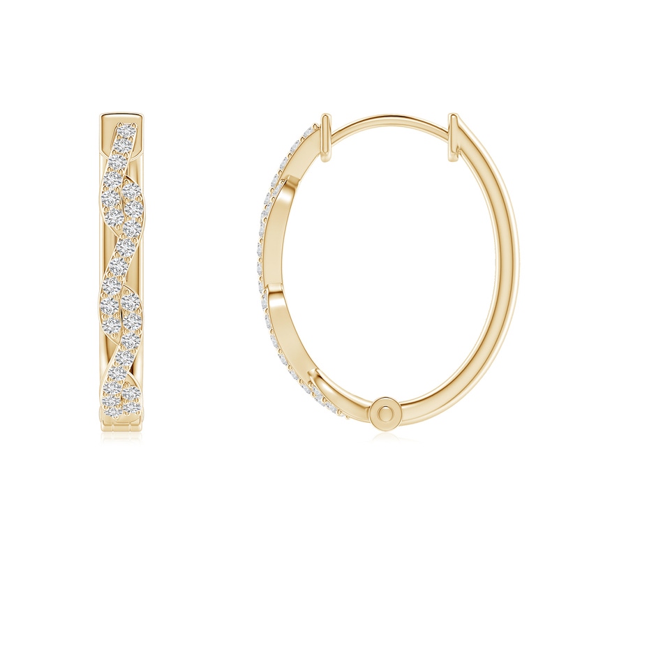1mm HSI2 Prong-Set Diamond Twisted Oval Hoop Earrings in Yellow Gold side-1