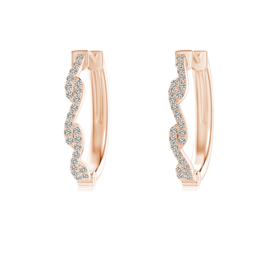 1mm KI3 Prong-Set Diamond Twisted Oval Hoop Earrings in Rose Gold 