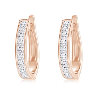 2.3mm GVS2 Channel-Set Princess-Cut Diamond Huggie Hoop Earrings in Rose Gold
