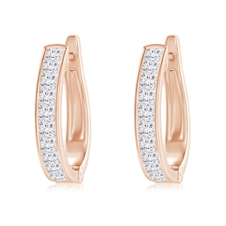 2.3mm GVS2 Channel-Set Princess-Cut Diamond Huggie Hoop Earrings in Rose Gold