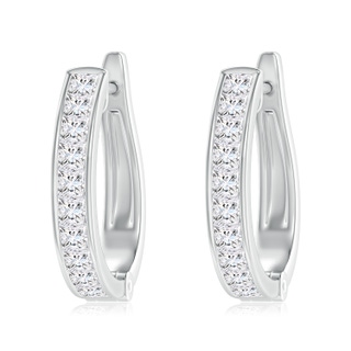 2.5mm GVS2 Channel-Set Princess-Cut Diamond Huggie Hoop Earrings in P950 Platinum