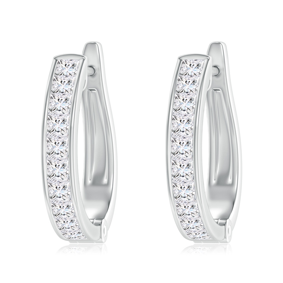 2.5mm GVS2 Channel-Set Princess-Cut Diamond Huggie Hoop Earrings in P950 Platinum 
