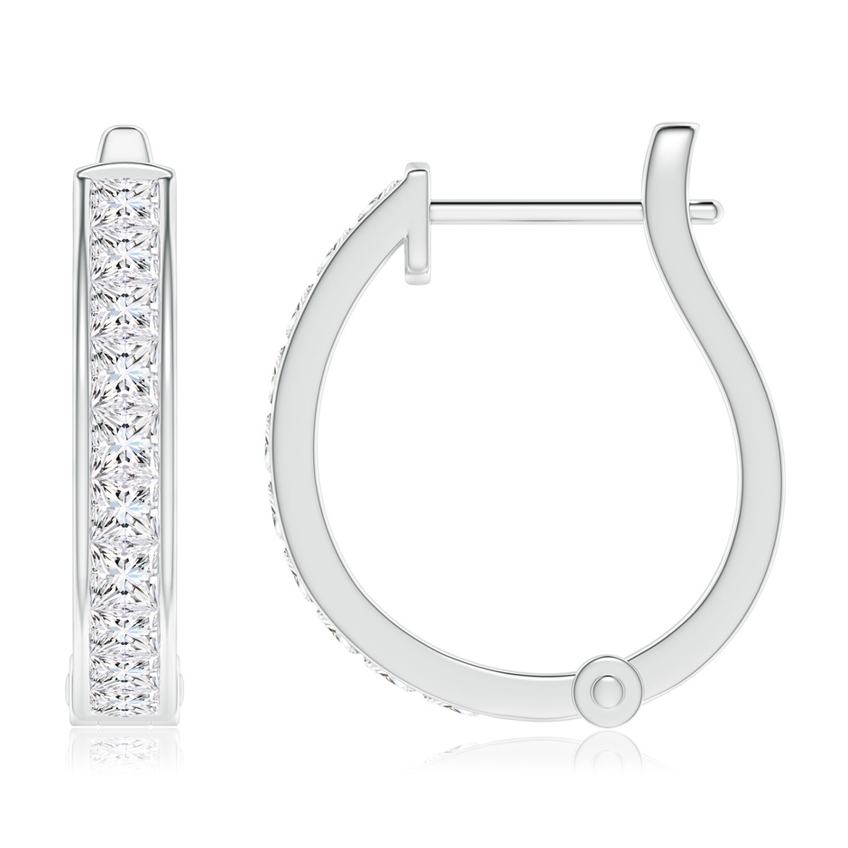 2.5mm GVS2 Channel-Set Princess-Cut Diamond Huggie Hoop Earrings in P950 Platinum side-1