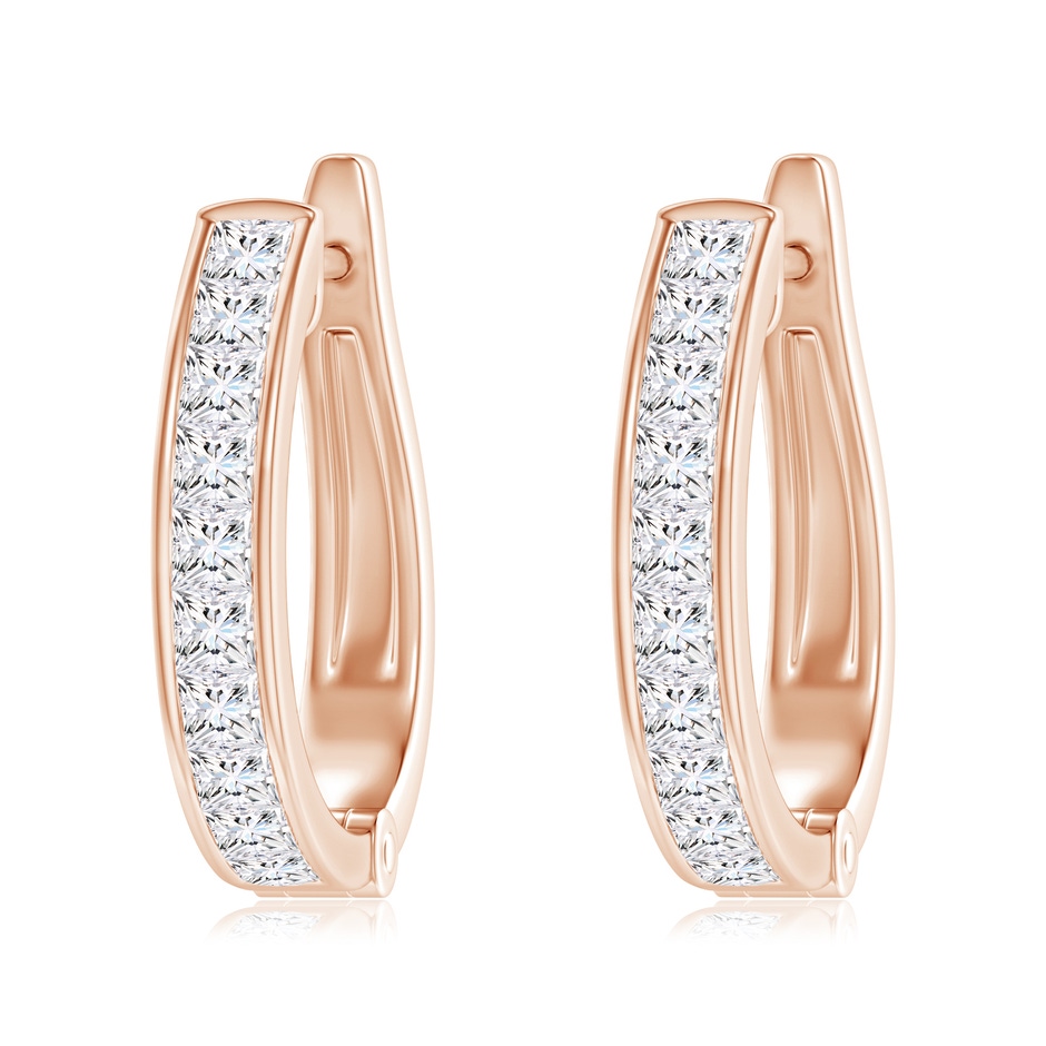 2.5mm GVS2 Channel-Set Princess-Cut Diamond Huggie Hoop Earrings in Rose Gold 