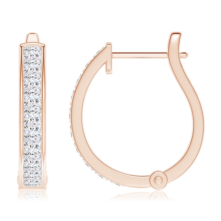 2.5mm GVS2 Channel-Set Princess-Cut Diamond Huggie Hoop Earrings in Rose Gold side-1