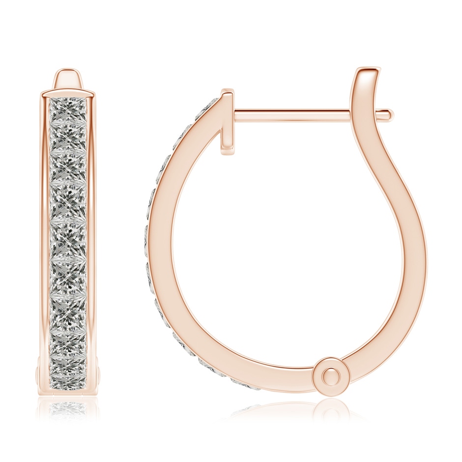2.5mm KI3 Channel-Set Princess-Cut Diamond Huggie Hoop Earrings in Rose Gold side-1