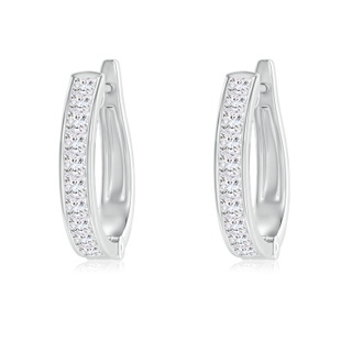 2mm GVS2 Channel-Set Princess-Cut Diamond Huggie Hoop Earrings in P950 Platinum