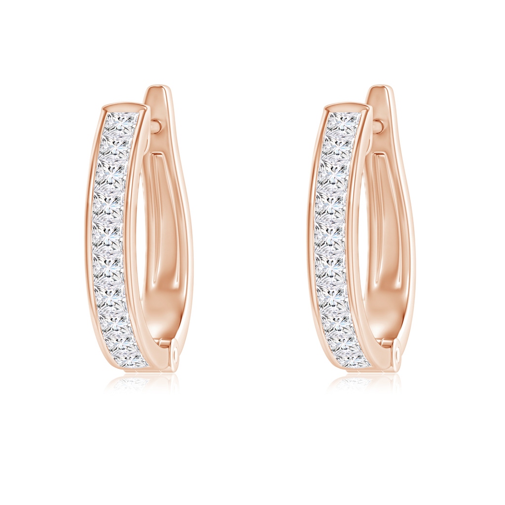 2mm GVS2 Channel-Set Princess-Cut Diamond Huggie Hoop Earrings in Rose Gold