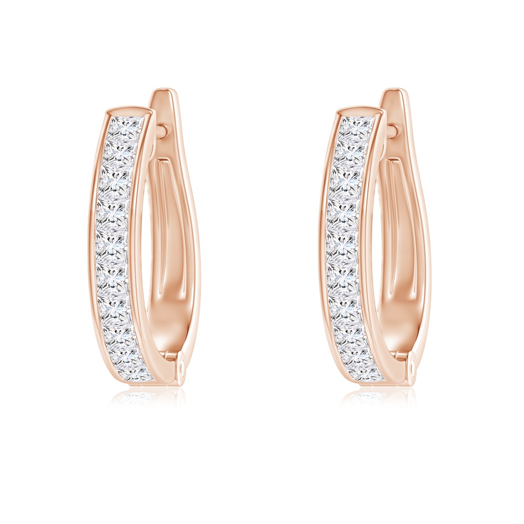 2mm GVS2 Channel-Set Princess-Cut Diamond Huggie Hoop Earrings in Rose Gold