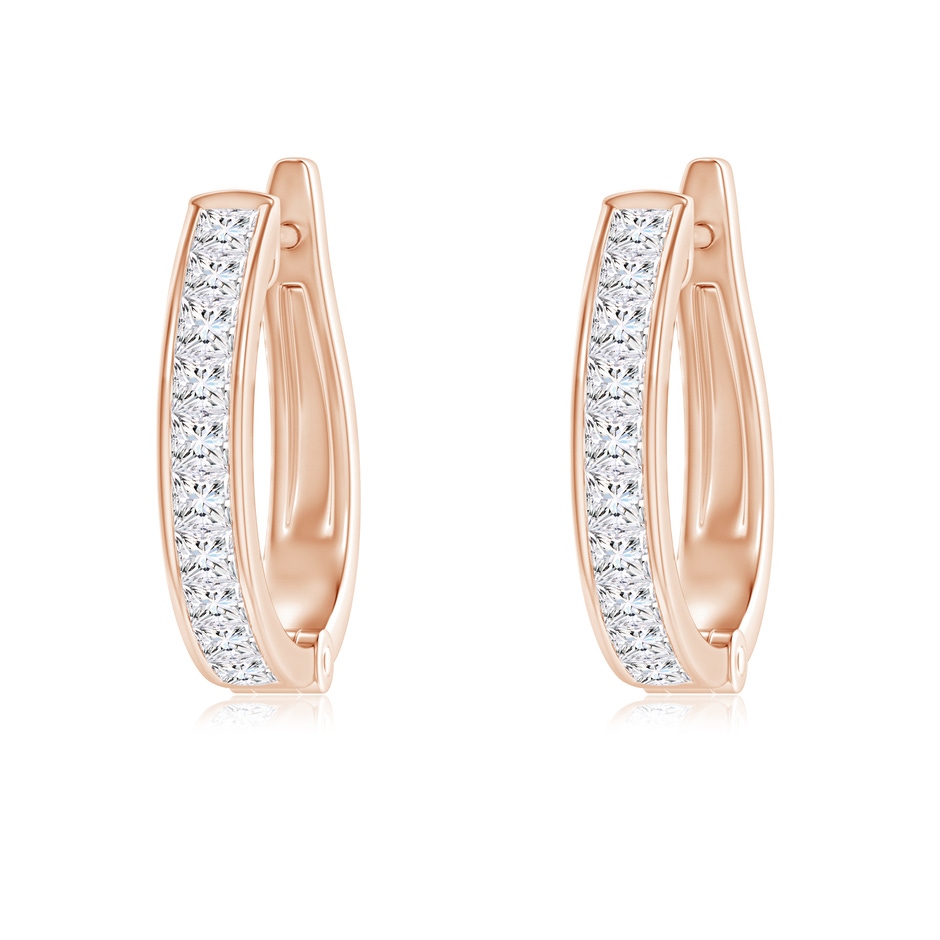 2mm GVS2 Channel-Set Princess-Cut Diamond Huggie Hoop Earrings in Rose Gold 