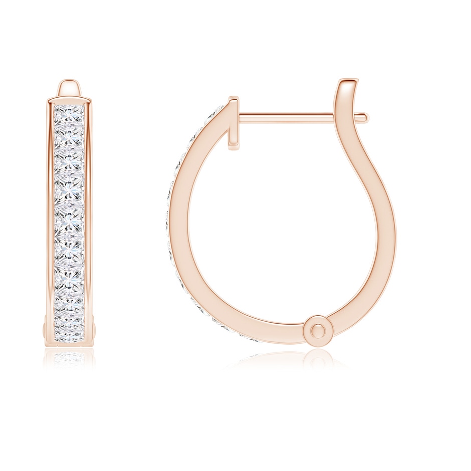2mm GVS2 Channel-Set Princess-Cut Diamond Huggie Hoop Earrings in Rose Gold side-1